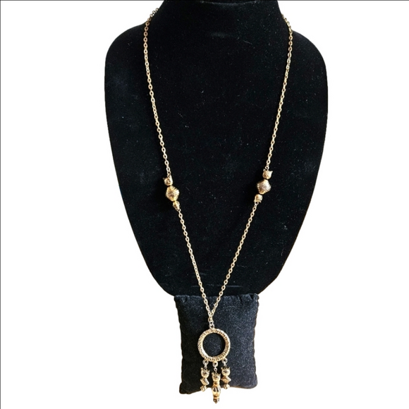 Jewelry - Gold-tone Long Chain 3-Cat Pendant Necklace